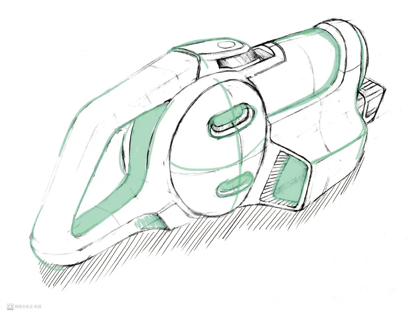 Vacuum cleaner form exploration sketch 2